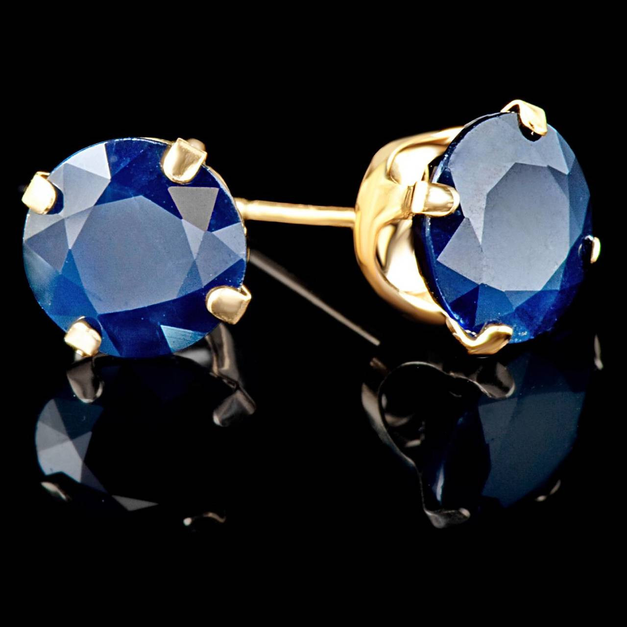 9ct Gold Created Ceylon Sapphire Stud Earrings in Blue | Angus & Coote